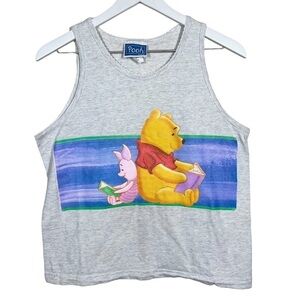 Vintage Disney Winnie the Pooh Piglet Book Sleeveless Tank Top Size Large Gray
